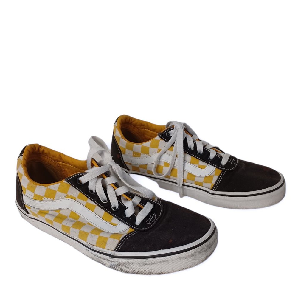 VANS • size 8 women's •Old Skool Checkerboard yellow white black classic